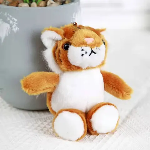 Mini Tiger Plush Toy Keychain Zodiac Tiger Backpack Pendant Cute Stuffed Animal Keyring For Bags Gifts For Kids Friends