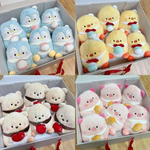 Cute 8 Inch Animal Plush Toy Bunny Bear Pig Panda Penguin Chick Soft Stuffed Doll For Claw Machine Wedding Gift