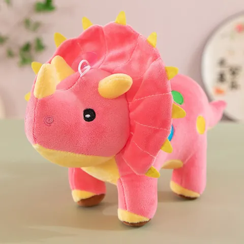 Giocattolo in Peluche Triceratopo Cartone Animato Dinosauro Imbottito Con Ventosa Decorazione Pois Colorati Cuscino Regalo Per Bambini