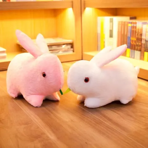 Cute White Pink Rabbit Plush Toy Soft Stuffed Bunny Animal Doll Pillow For Girls Birthday Gift Home Decor