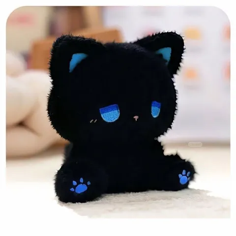 Adorable Emo Cat Plush Toy Soft Stuffed Animal Doll Kawaii Kitten Throw Pillow Healing Style Birthday Gift For Kids Teens Adults