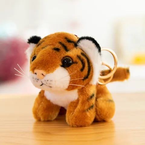 Llavero de Tigre de Peluche Lindo Colgante de Animal Adorno de Rayas de Tigre Suave para Bolsos y Llaves Juguete de Animal del Bosque