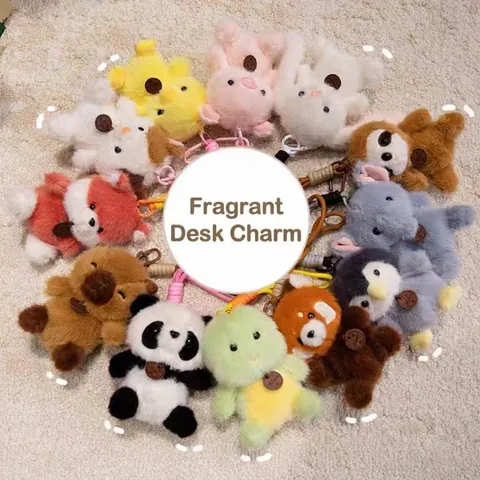 Cute Scented Animal Plush Keychain Soft Panda Penguin Rabbit Stuffed Doll Bag Pendant Desktop Ornament Gift For Women Kids