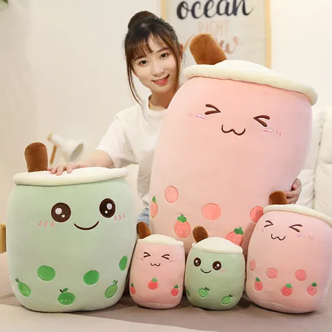 Simulated Milk Tea Cup Plush Toy Soft Strawberry Pineapple Fruit Stuffed Pillow Cushion Decorative Doll Gift For Women Kids