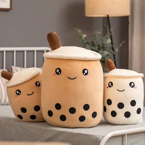 Simulated Milk Tea Cup Plush Toy Soft Strawberry Pineapple Fruit Stuffed Pillow Cushion Decorative Doll Gift For Women Kids