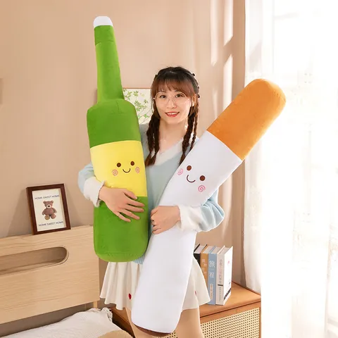 Creative Simulation Cigarette Wine Bottle Plush Pillow Funny Soft Stuffed Toy For Boyfriend Husband Valentine Day Gift