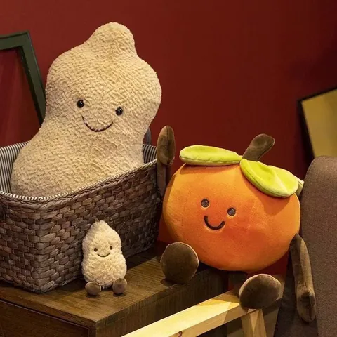Juguete de Peluche Creativo de Caqui y Cacahuete Almohada de Comida Simulada Muñeca Suave Decorativa Regalo