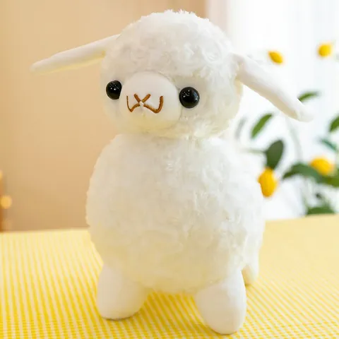 Simulated Alpaca Plush Toy Cute Sheep Stuffed Animal For Home Decor Gift White Soft Fluffy Animal Doll Plushie For Kids Adult