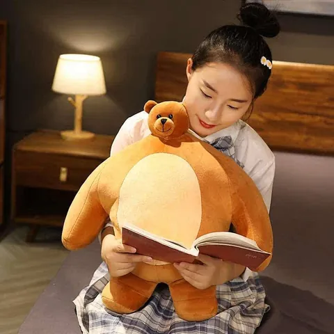 Divertido Oso de Peluche Estilo Tiny Headed Kingdom Cabeza Pequeña Cuerpo Grande Marrón Animal de Peluche Almohada Niños Hogar