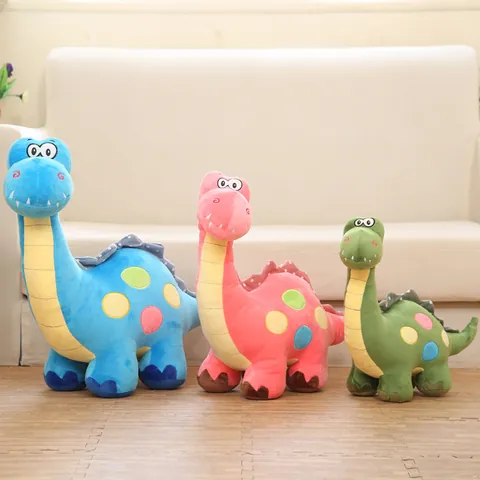Peluche di Dinosauro Cartoon Super Morbido Imbottitura in Cotone PP Brontosauro Animale di Pezza Design a Pois Regalo per Bambini Cuscino Decorativo Casa