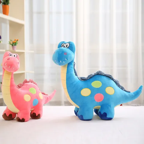 Peluche di Dinosauro Cartoon Super Morbido Imbottitura in Cotone PP Brontosauro Animale di Pezza Design a Pois Regalo per Bambini Cuscino Decorativo Casa