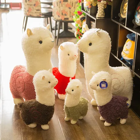 Adorable Alpaca Plush Toy Soft PP Cotton Stuffed Animal Doll Spiral Embroidery Pattern Sheep Animal Throw Pillow Birthday Gift For Kids Women
