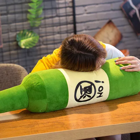 Peluche de Botella de Cerveza Creativa Verde Suave Muñeco de Peluche Almohada de Dormir Larga Novedad Bolster para Hombres Decoración del Hogar
