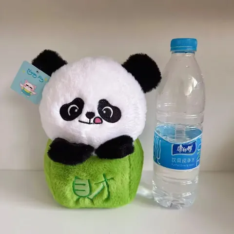 Cute Fortune Panda Plush Toy Keychain Stuffed Animal Doll With Fortune Character Embroidery Bag Decoration Pendant For Kids Gift