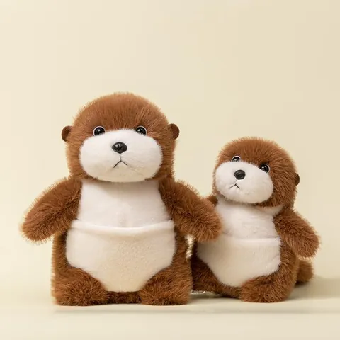 Cute Sea Otter Plush Toy Soft Polyester Stuffed Animal Soothing Doll Decorative Brown White Otter Pillow For Birthday Gift
