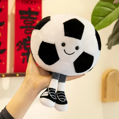Anthropomorphic Sports Ball Plush Toy Soccer Basketball Stuffed Animal With Cute Smile Long Legs Soft Home Decor Gift