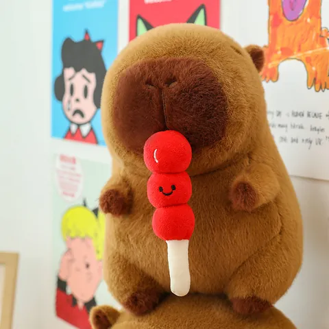 Cartoon Retractable Candied Haw Capybara Plush Toy Soft Brown Water Pig Stuffed Animal Doll Kids Companion Plushie Gift Home Decor