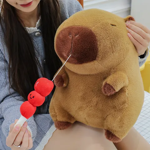 Cartoon Retractable Candied Haw Capybara Plush Toy Soft Brown Water Pig Stuffed Animal Doll Kids Companion Plushie Gift Home Decor