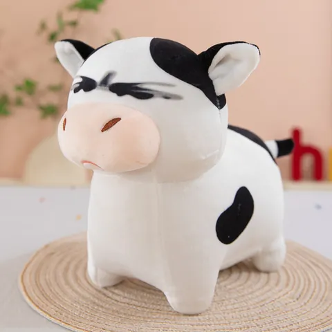 Giocattolo di Peluche Mucca di Prateria Tesla Amou Divertente Emoji Animale di Pezza Morbido Cuscino Mucca Macchiata Per Bambini Regalo