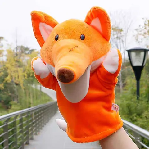 Fox And Crow Hand Puppet Plush Toys Movable Mouth Soft Short Plush Stuffed Animal Puppets For Kids Storytelling Theater Interactive Role Play