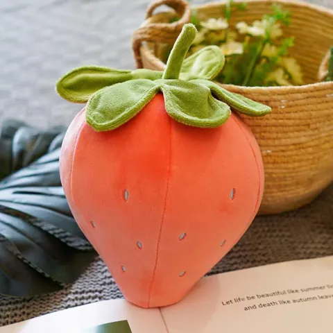 Strawberry Plush Throw Pillow Simulation Fruit Stuffed Toy Soft Cushion For Home Bedroom Decor Kids Girly Birthday Gift