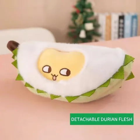Creativo Juguete de Peluche Durian Desmontable Almohada de Felpa con Forma de Fruta Suave Muñeca de Pulpa de Animal Relleno para Descompresión Regalos de Decoración del Hogar