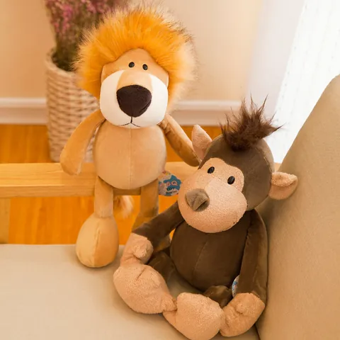 Peluche Animali della Giungla Realistico Leone Scimmia Giraffa Tigre Elefante Zebra Morbido Animale di Stoffa Bambola per Bambini Regalo