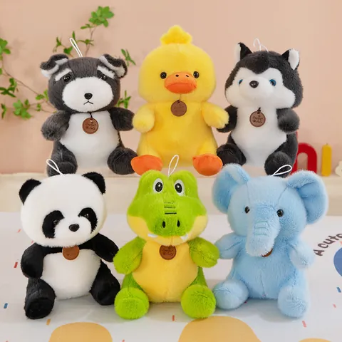 Cute Animal Plush Toy Stuffed Panda Elephant Rabbit Husky Dog Doll Desktop Ornament Soft Plush Toy Gift For Kids Teens