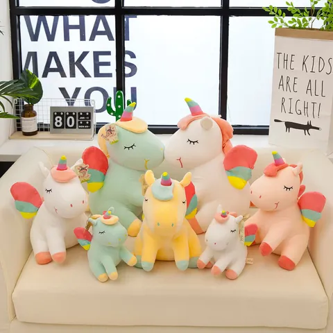 Lindo Peluche De Unicornio Arcoíris De Ensueño Animal De Peluche Suave Muñeca Pony Con Alas Y Cuerno De Arcoíris Para Niños Niñas Regalo De Cumpleaños