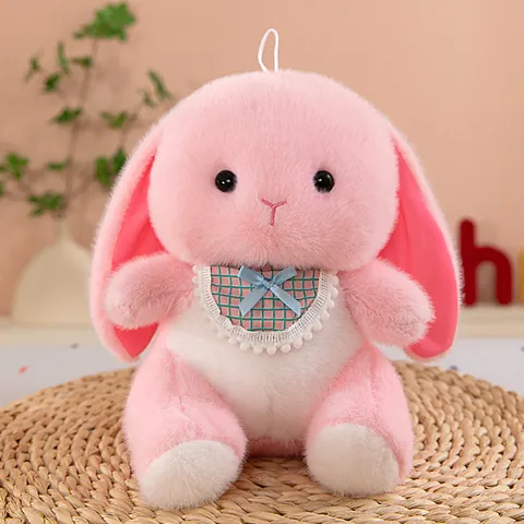 8 Inch Sherly Series Cute Animal Plush Toy Doll With Bib Lace Bow Decoration Soft Cat Bunny Stuffed Doll Gift For Kids