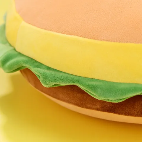 Cojín de Peluche de Oso de Hamburguesa de Dibujos Animados Forma de Comida Redonda Suave Muñeca para Decoración de Habitación de Niños