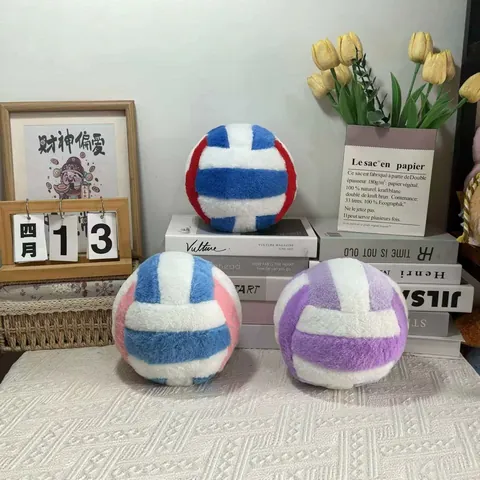 Cojín de Peluche de Voleibol Deportivo Suave con Costuras Coloridas Decorativo para Hogar Dormitorio Regalo de Cumpleaños para Niños