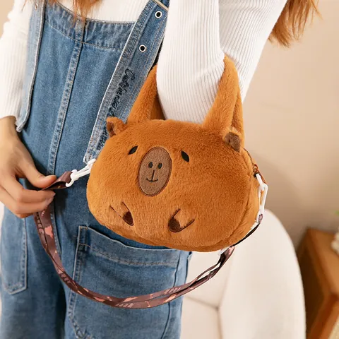 Cute Capybara Plush Bag Cartoon Animal Handbag Soft Crossbody Bag For Students Birthday Gift Soft Plush Capybara Purse