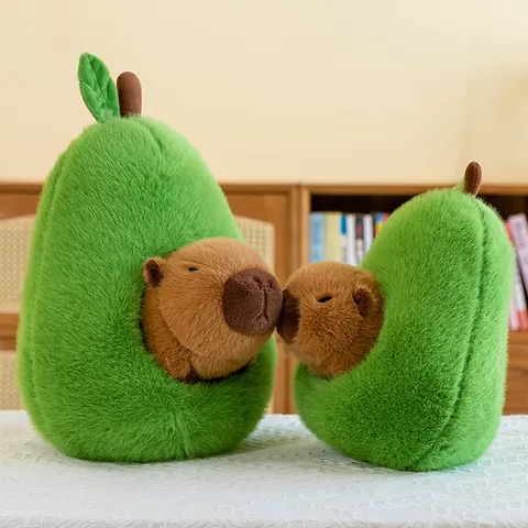 Creative Capybara Avocado Plush Toy Soft Stuffed Animal Doll For Kids Girls Healing Style Decorative Cushion Throw Pillow Gift