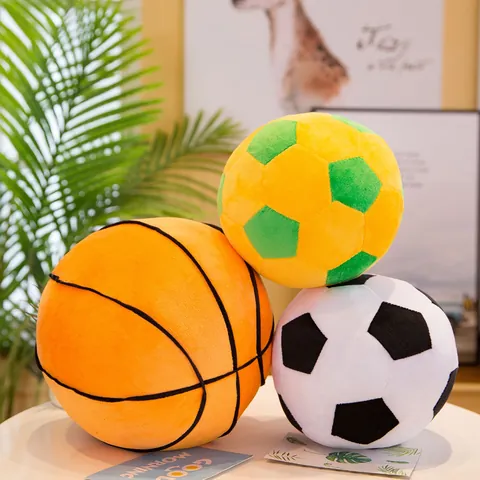 Creative Spherical Soccer Basketball Plush Toy Soft Polyester Stuffed Ball Pillow For Home Decoration Kids Birthday Gift