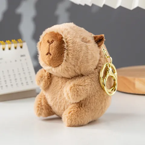 Cute Capybara Plush Keychain Soft Stuffed Animal Doll Bag Pendant Cartoon Brown Capybara Toy For Kids Friends Gift