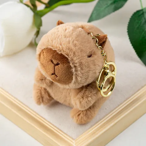 Cute Capybara Plush Keychain Soft Stuffed Animal Doll Bag Pendant Cartoon Brown Capybara Toy For Kids Friends Gift