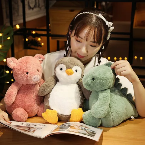 Cute Animal Plush Toy Cartoon Soft Stuffed Dinosaur Penguin Piggy Panda Cow Koala Rabbit Monkey Puppy Doll For Kids Gift