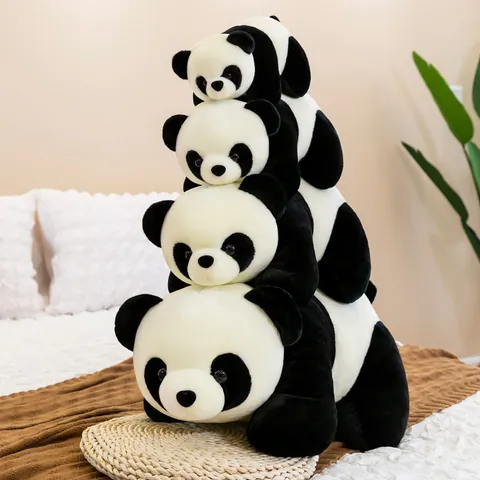Cute Crawling Panda Plush Toy Soft Realistic Stuffed Animal Doll Black White Panda Pillow For Kids Home Decor Gift