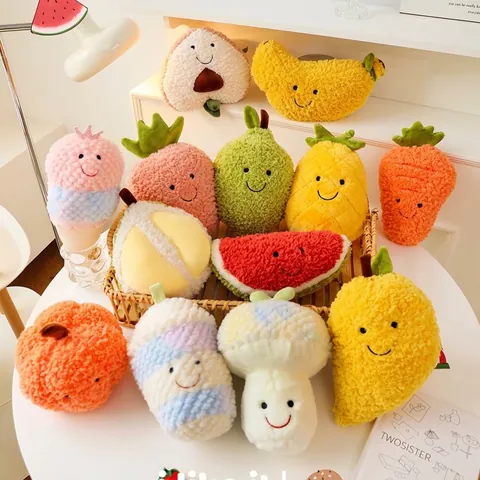 Lindo Peluche de Frutas Muñeco Suave Relleno de Piña Fresa Sandía Durian para Fiesta de Cumpleaños Infantil Regalo Decoración