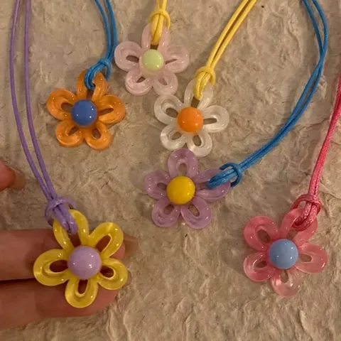 Acryl Blumen Anhänger Halskette Dopamin Stil Sommer Bunte Harz Florale Halskette Für Damen Mädchen Süß Handgefertigter Schmuck