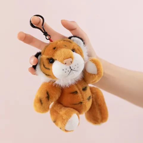 Süßer Beweglicher Tiger Plüsch Schlüsselanhänger Weiß Braun Gefüllter Tiger Maskottchen Für Kinder Rucksack Tiergarten Souvenir