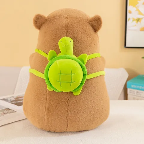 Cute Capybara Plush Toy With Green Turtle Backpack Soft PP Cotton Stuffed Animal Pillow Doll For Birthday Gift Kids Women