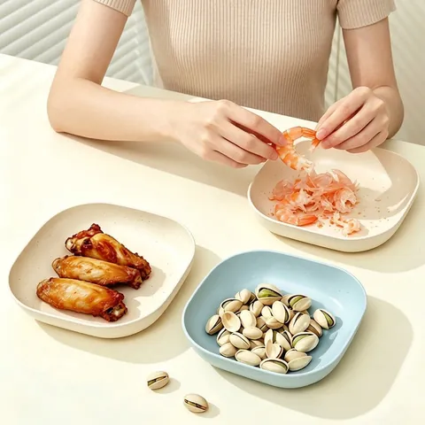 Japanese Style PP Spit Bone Dish Stackable Plastic Trash Plate Small Snack Serving Dish For Dining Table Food Residue Storage Reusable Kitchenware