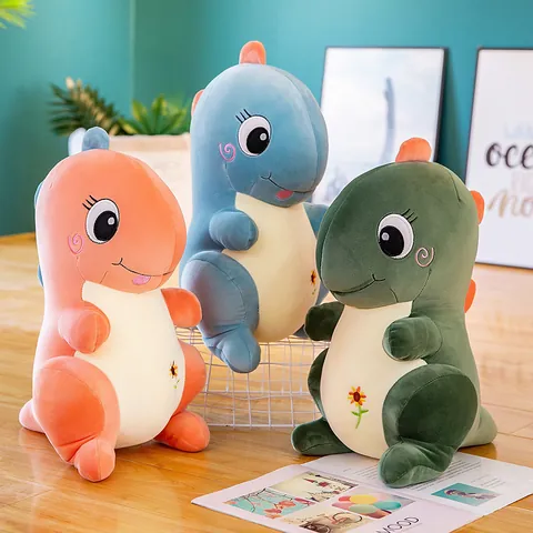 Stile Pastorale Dinosauro Peluche Simpatico Animale Di Pezza Con Ricamo Di Girasole Morbido Cuscino Bambola Dinosauro Per Regalo Di Compleanno