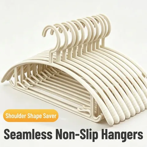 Seamless Non-Slip Plastic Clothes Hangers Wide Shoulder No Shoulder Bumps Hanger PP Material Closet Drying Storage Organizer For Adult Clothing
