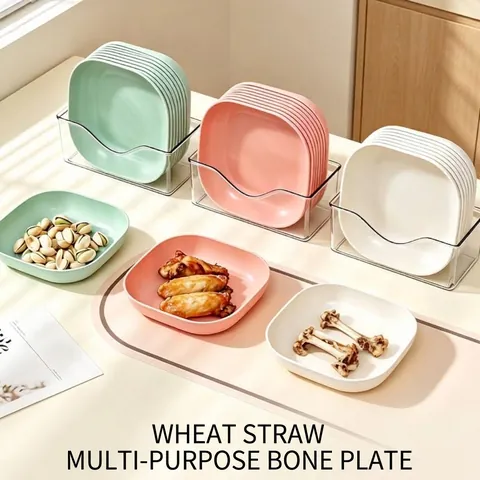 Japanese Style PP Spit Bone Dish Stackable Plastic Trash Plate Small Snack Serving Dish For Dining Table Food Residue Storage Reusable Kitchenware