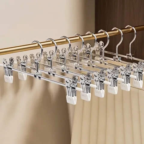 Duurzame Roestvrijstalen Broekhangers Clips Verstelbare Antislip Niet-markerende Hangers Voor Kledingkast Rokken Broeken Organisatie