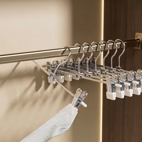 Duurzame Roestvrijstalen Broekhangers Clips Verstelbare Antislip Niet-markerende Hangers Voor Kledingkast Rokken Broeken Organisatie