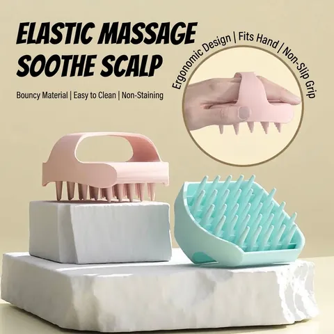 Silicone Scalp Massager Brush Hair Wash Comb For Deep Cleaning Itch Relief Ergonomic Soft TPR Scalp Scrubber For Men Women Bathroom Daily Tool